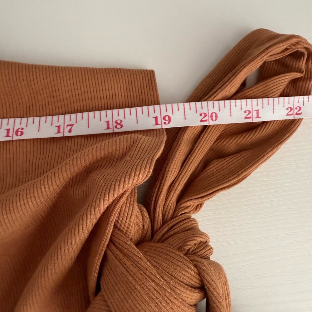 Listicle Women's Ribbed Knit Ruched Tie-Back Top in Tangerine Size XL - Picture 7 of 10
